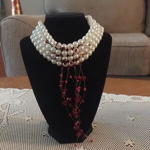 Gothic Faux Bloody Pearls Vampire Halloween Cosplay Fashion Jewelry Choker